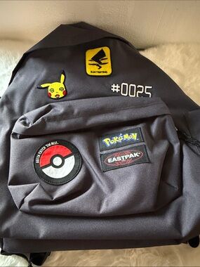 Eastpak Black Backpack with Pokémon and Poké Ball Patches